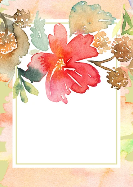 Greeting card with flowers. Pastel colors. Handmade. — Stock Photo, Image