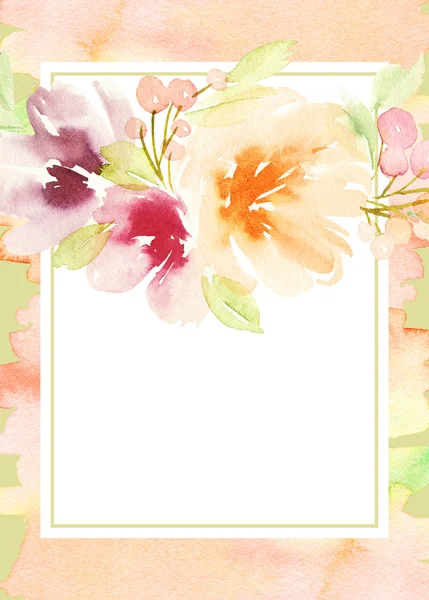 花のグリーティング カード。パステル カラー。手作り. — ストック写真