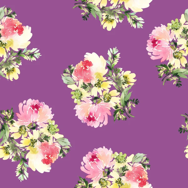 Naadloze patroon met bloemen aquarel. Zachte kleuren. — Stockfoto
