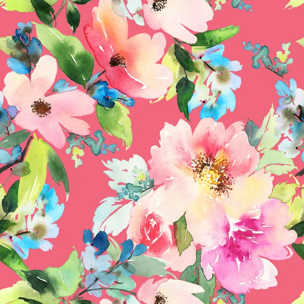 꽃 수채화와 완벽 한 패턴입니다. 부드러운 색상입니다. 여성 — 스톡 사진
