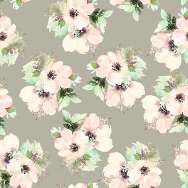 Çiçekler suluboya ile Seamless modeli. Yumuşak renkler.