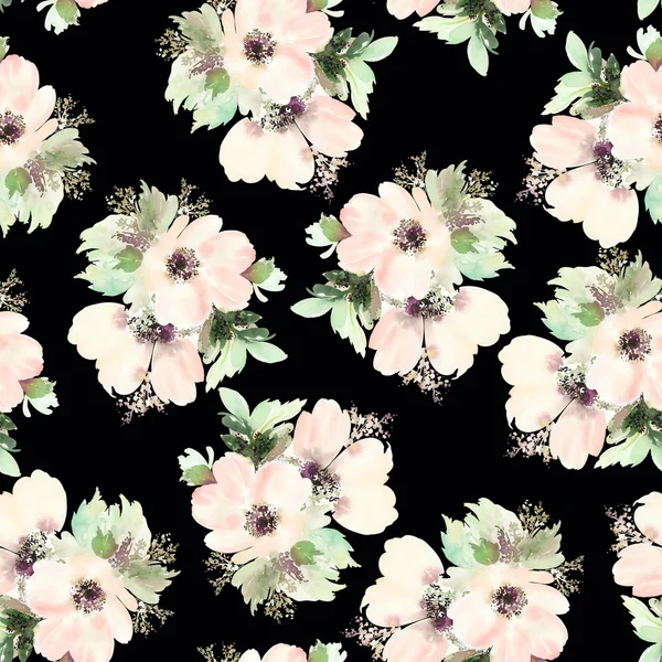 Naadloze patroon met bloemen aquarel. Zachte kleuren. — Stockfoto