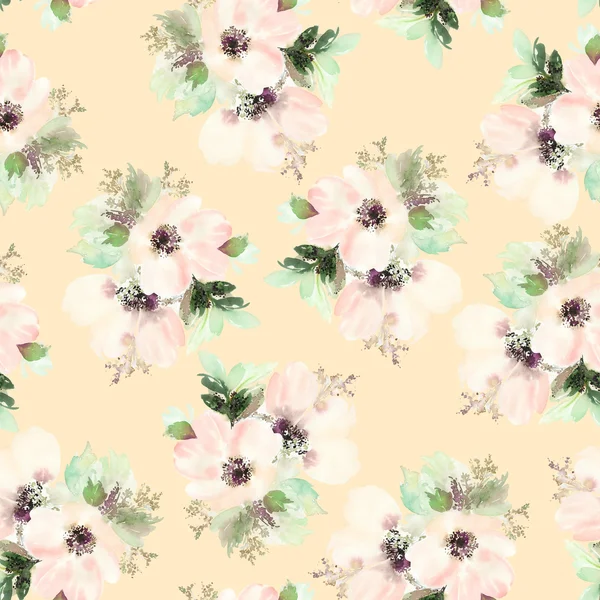 Seamless pattern with flowers watercolor. Gentle colors. Female — Stock Photo, Image