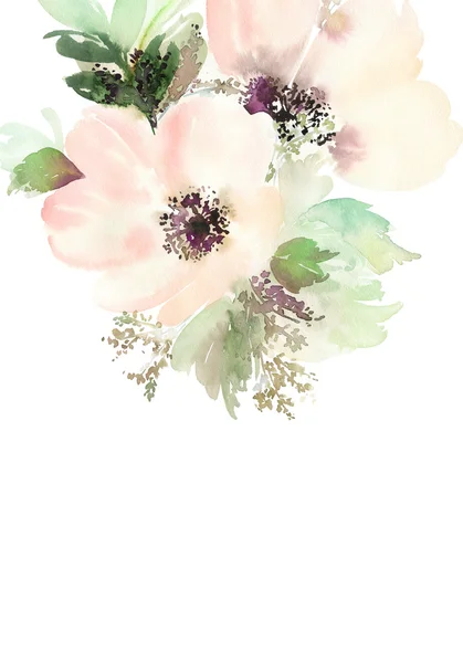 꽃으로 인사말 카드입니다. 파스텔 색상입니다. 수 제. — 스톡 사진