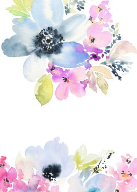 Çiçekli tebrik kartı. Pastel renkler. El yapımı.