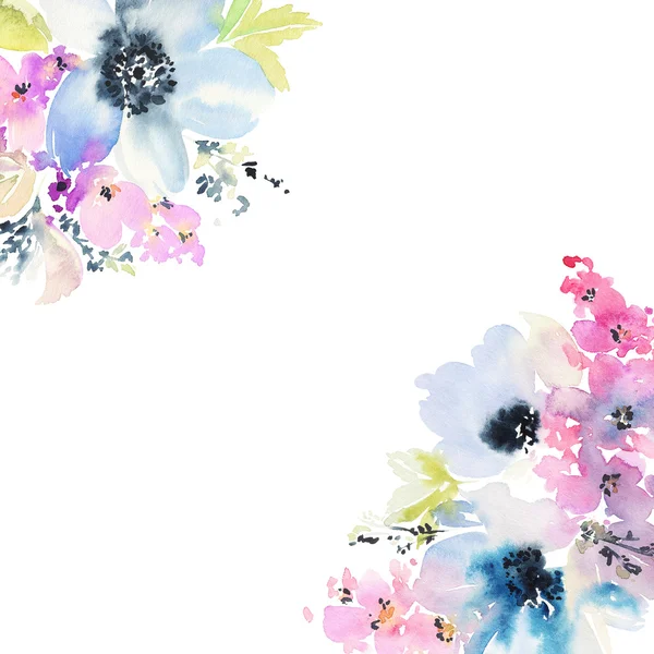 Tarjeta de felicitación con flores. Colores pastel. Hecho a mano . — Foto de Stock