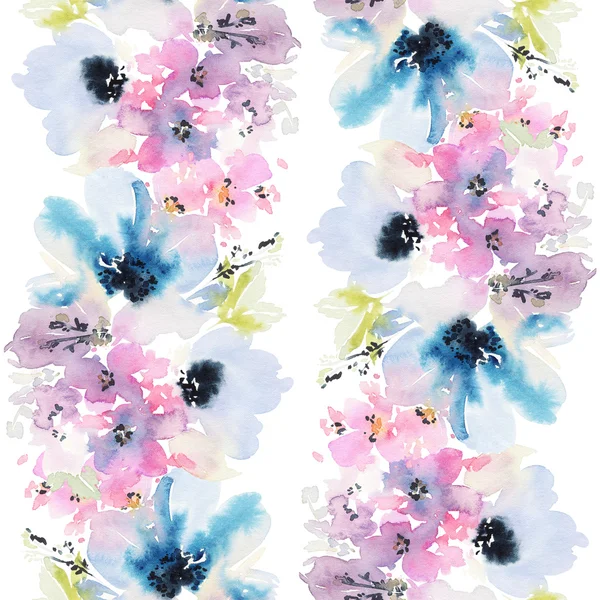 Çiçekler suluboya ile Seamless modeli. Yumuşak renkler.