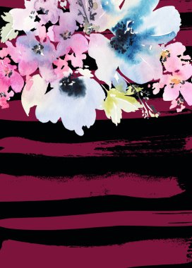 Çiçekli tebrik kartı. Pastel renkler. El yapımı.