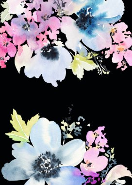 Çiçekli tebrik kartı. Pastel renkler. El yapımı.