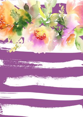 Çiçekli tebrik kartı. Pastel renkler. El yapımı.