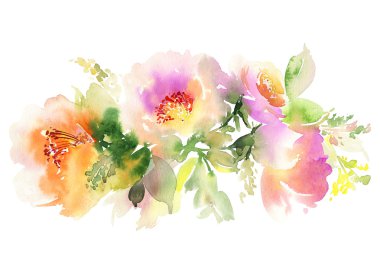 Çiçekli tebrik kartı. Pastel renkler. El yapımı.