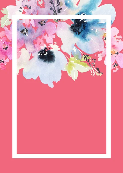 Wenskaart met bloemen. Pastel kleuren. Handgemaakte. — Stockfoto