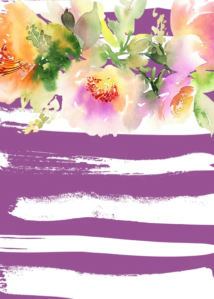 Çiçekli tebrik kartı. Pastel renkler. El yapımı.