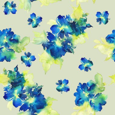 Çiçekler suluboya ile Seamless modeli. Yumuşak renkler.