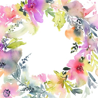 Çiçekli tebrik kartı. Pastel renkler. El yapımı.