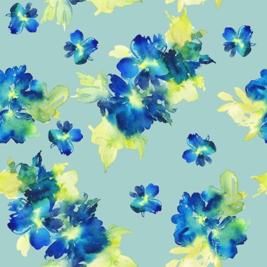 Çiçekler suluboya ile Seamless modeli. Yumuşak renkler.