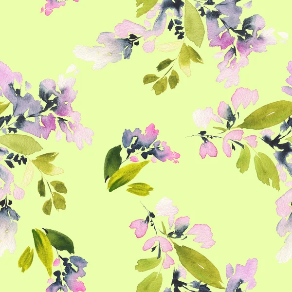 Seamless pattern with flowers watercolor. Gentle colors. — Stock Photo, Image