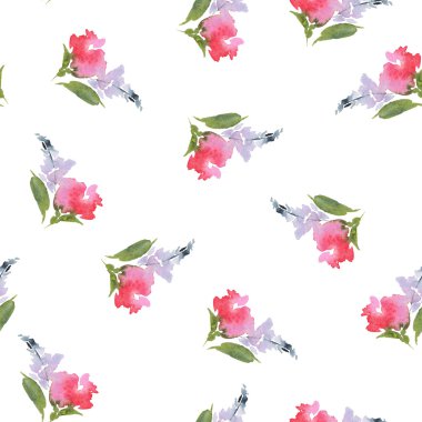 Çiçeklerle suluboya kusursuz desen.