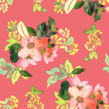 Çiçeklerle suluboya kusursuz desen.