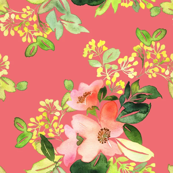 Seamless pattern with flowers watercolor. — Stock Photo, Image