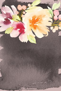 Çiçekli tebrik kartı.