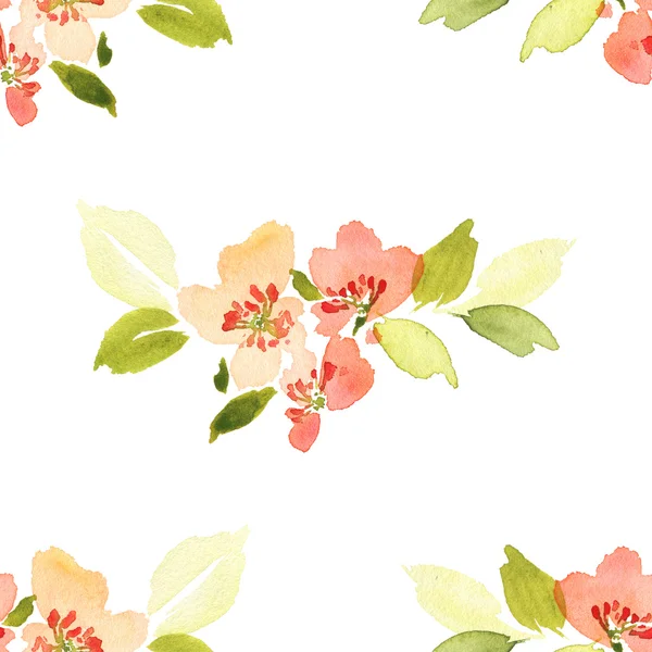 Seamless pattern with flowers watercolor. — Stock Photo, Image