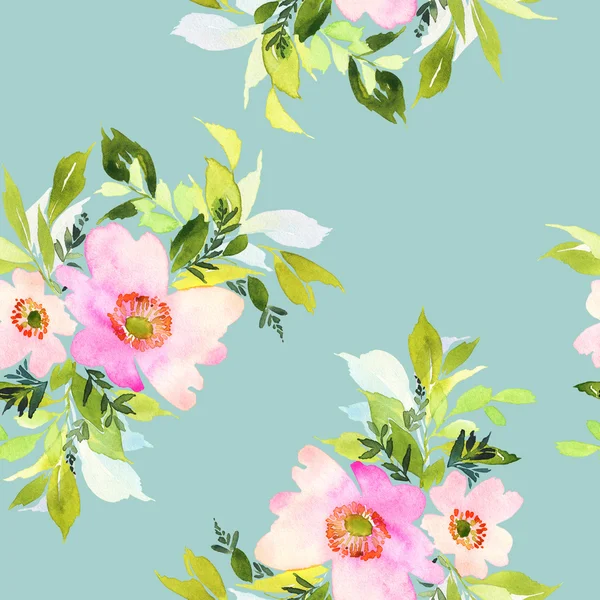 Seamless pattern with flowers watercolor. — Stock Photo, Image