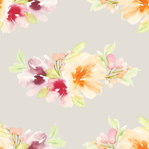 Seamless pattern with flowers watercolor. — Stock Photo, Image