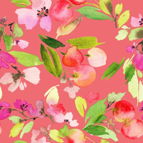 Безшовний візерунок вишневого акварелі . — стокове фото