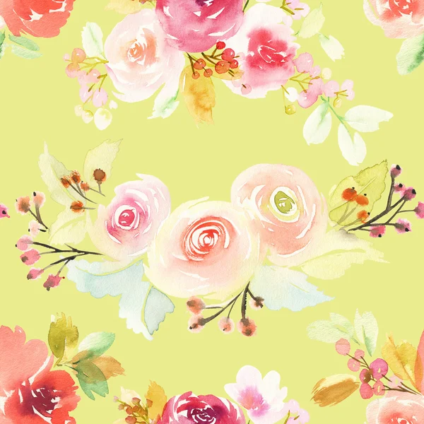 Seamless pattern with flowers watercolor. — Stock Photo, Image