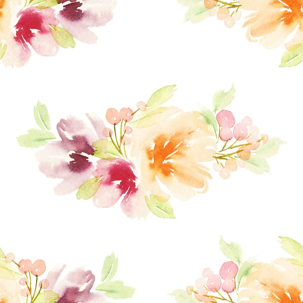 Seamless pattern with flowers watercolor. — Stock Photo, Image