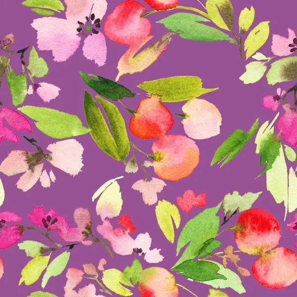 Бесшовный рисунок вишневой акварели . — стоковое фото