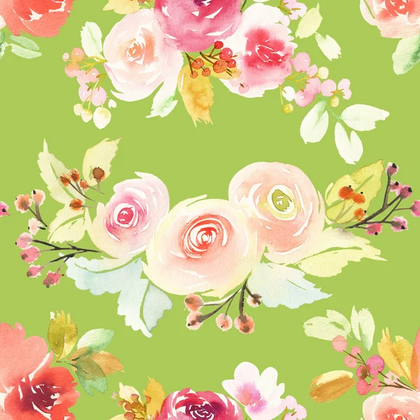 Seamless pattern with flowers watercolor. — Stock Photo, Image