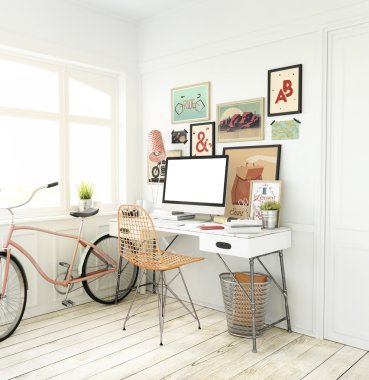 Hipster işyeri bilgisayar ile