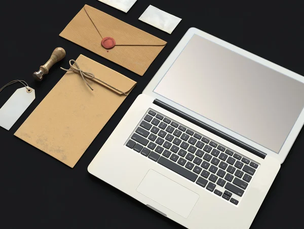 Set von Branding-Elementen mit Laptop — Stockfoto