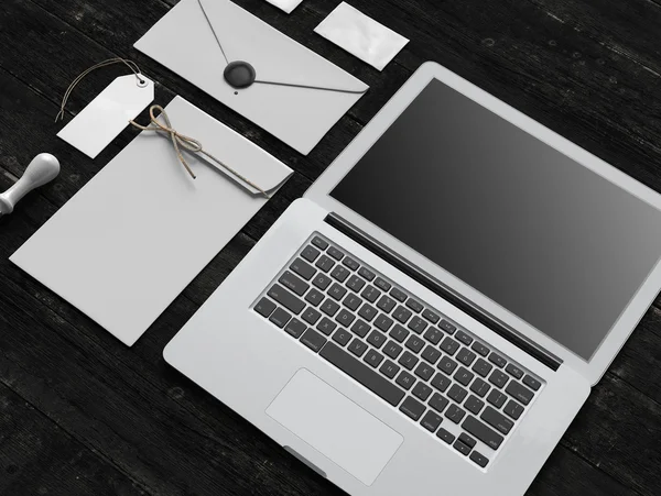 Set von Branding-Elementen mit Laptop — Stockfoto