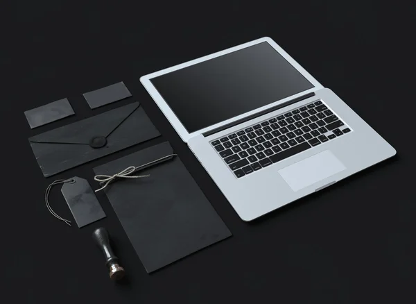Set von Branding-Elementen mit Laptop — Stockfoto