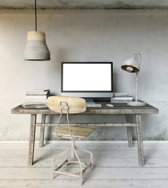 Hipster işyeri bilgisayar ile