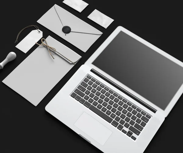 Set von Branding-Elementen mit Laptop — Stockfoto