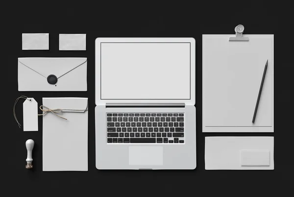 Set of Branding elements With Laptop — Stock Photo, Image