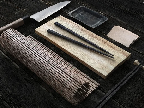 Kit de sushi de madeira — Fotografia de Stock