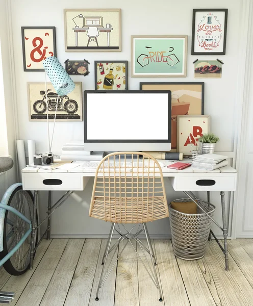 Hipster işyeri bilgisayar ile