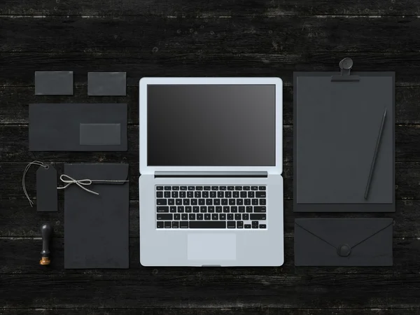 Set von Branding-Elementen mit Laptop — Stockfoto