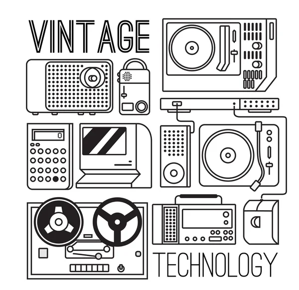 Vintage eski elektronik kümesi
