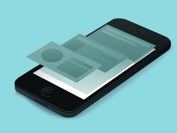 Siyah smartphone ile 3d arayüzey