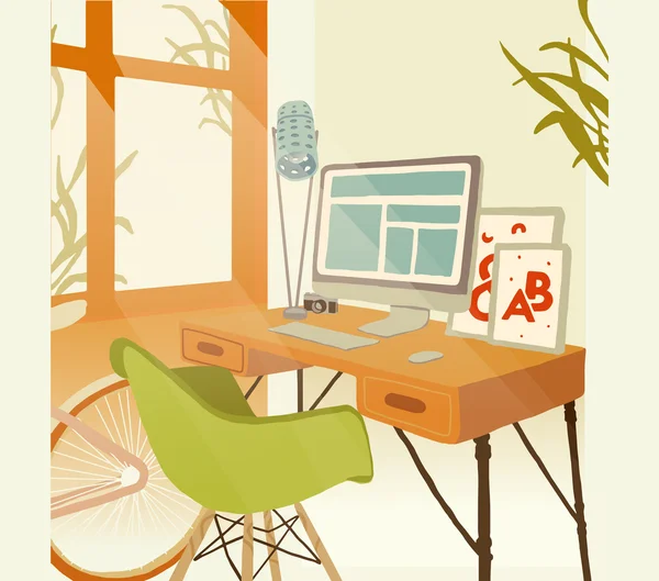 Hipster işyeri bilgisayar ile