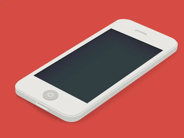 Vit smartphone på röd bakgrund — Stock vektor