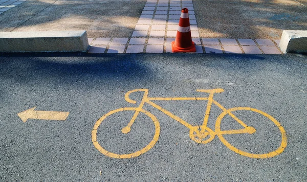 Σημάδι κίτρινο ποδήλατο — Φωτογραφία Αρχείου