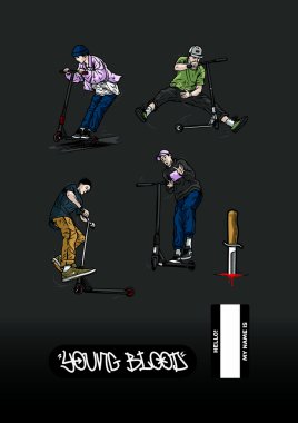 Scooter etiketleri genç sürücüler