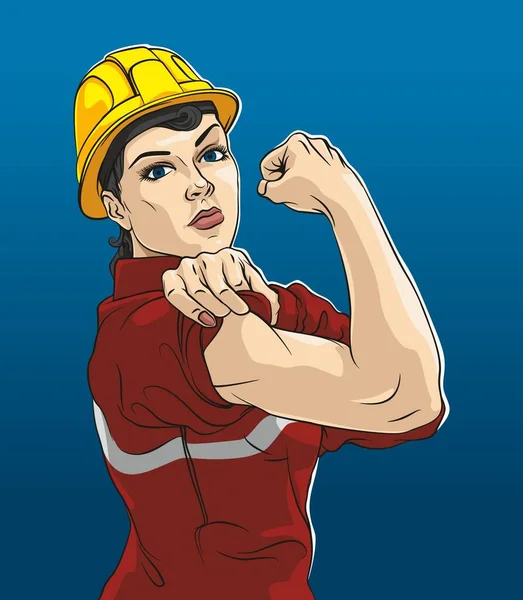 Mujer Fuerte Trabajador Vector Arte — Vector de stock